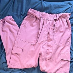Pink Cargo Pants with Belt